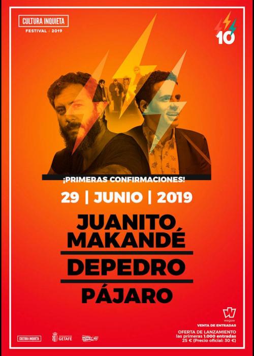 Cartel de Concierto de Juanito Makandé + Depedro + Pajaro en Getafe