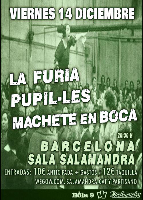 Cartel de Concierto de Pupil·les + Machete en Boca + Furia en L'Hospitalet de Llobregat