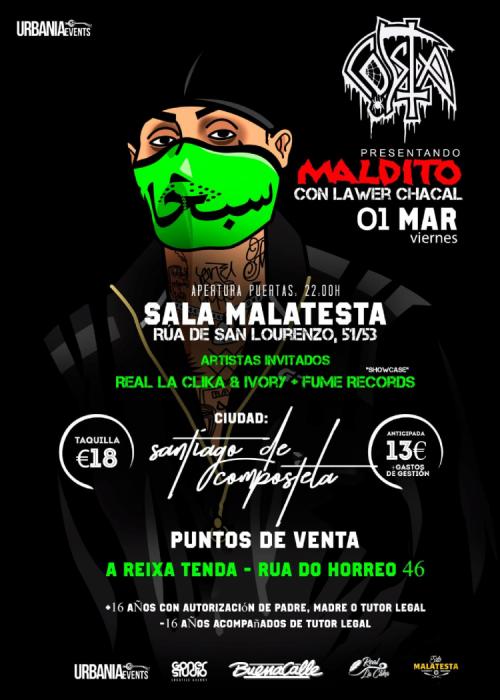 Cartel de Concierto de Costa en Santiago de Compostela