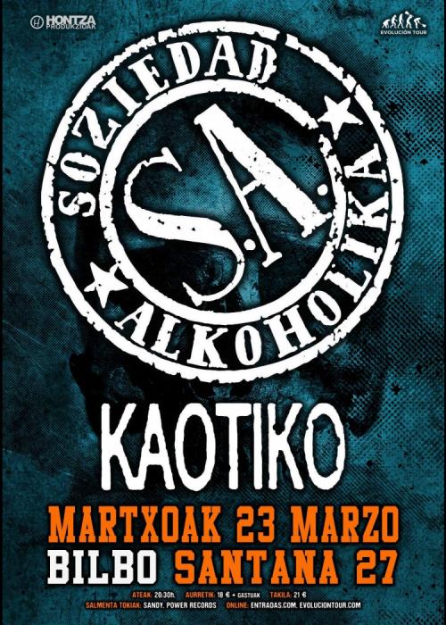 Cartel de Concierto de Soziedad Alkoholika en Bilbao
