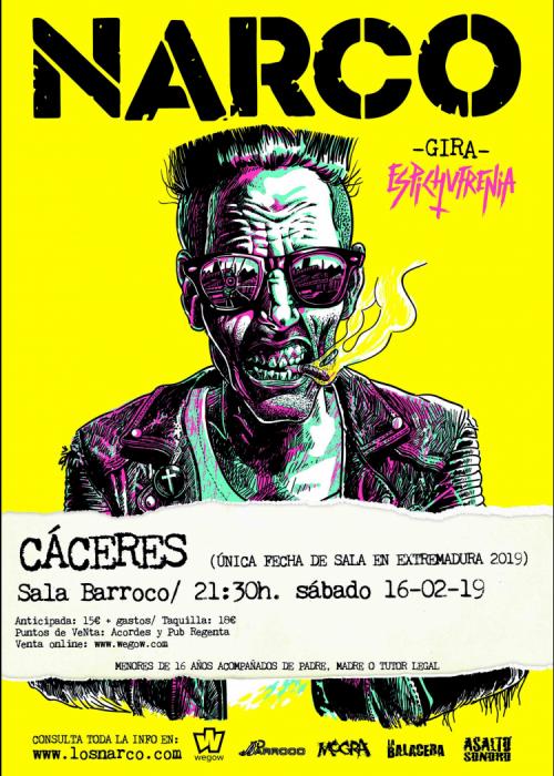Cartel de Concierto de Narco en Cáceres