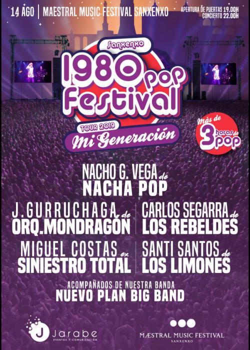 Cartel de 1980 pop festival en Sanxenxo