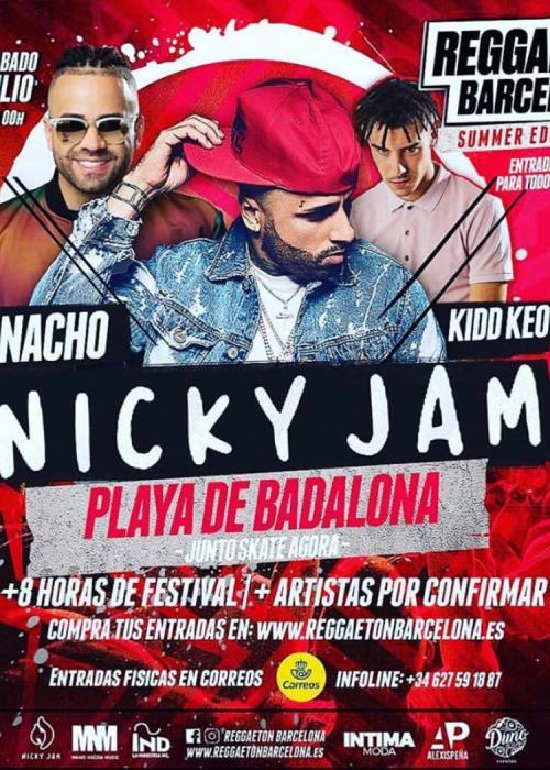 Cartel de Concierto de Nicky Jam + Kidd Keo + Nacho en Badalona