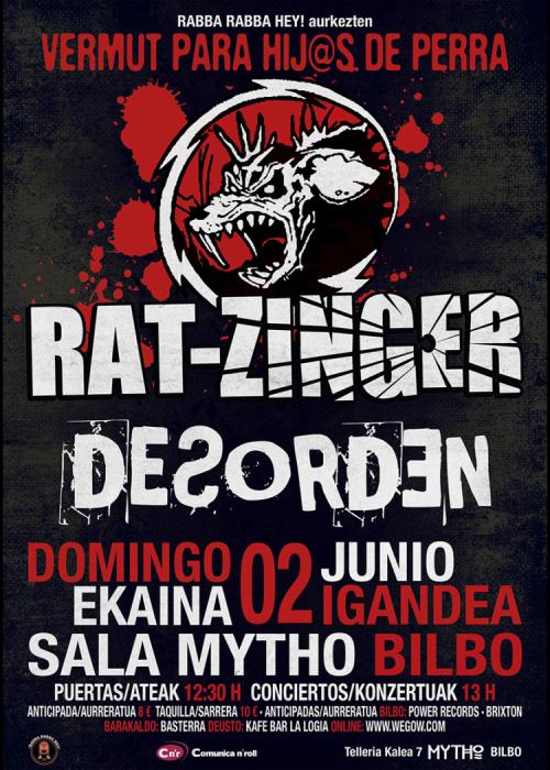Cartel de Concierto de Rat-Zinger + Desorden en Bilbao