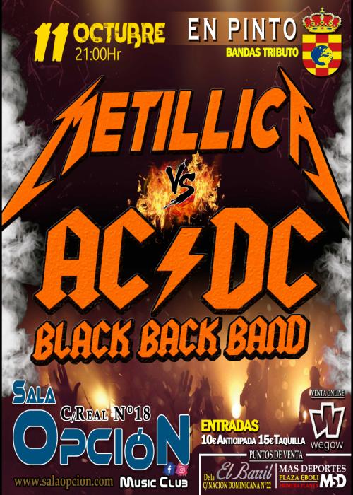 Cartel de Concierto de Black Black Band + Metillica en Pinto