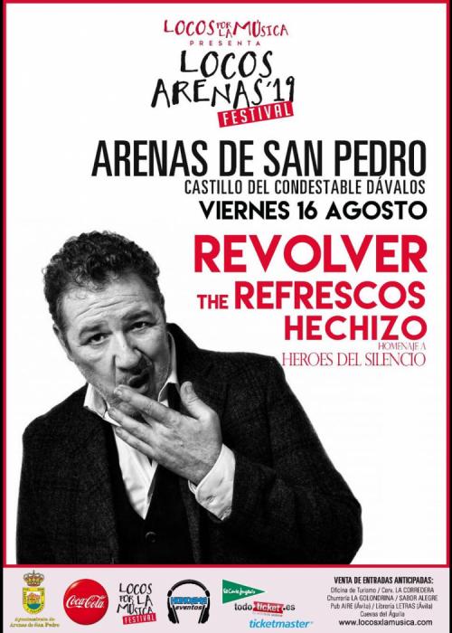 Cartel de Concierto de Revolver + The Refrescos + Hechizo en Arenas de San Pedro