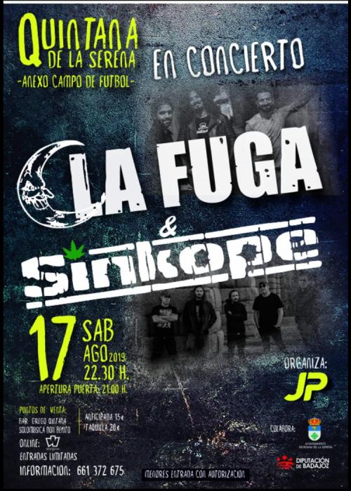 Cartel de Concierto de La Fuga + Sínkope en Quintana de la Serena