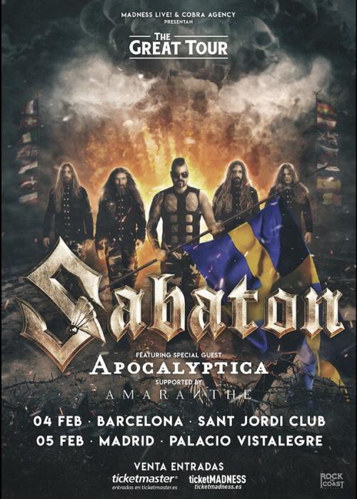 Cartel de Concierto de Sabaton + Apocalyptica + Amaranthe en Barcelona