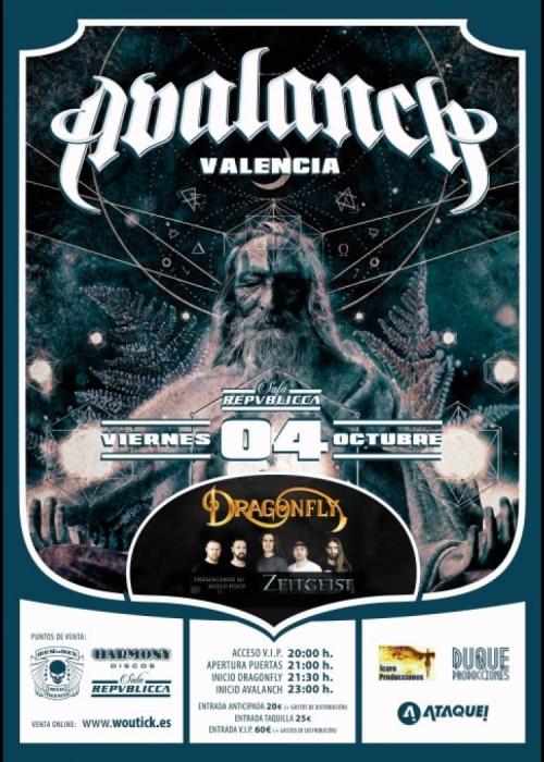 Cartel de Concierto de Avalanch + Dragonfly en Valencia