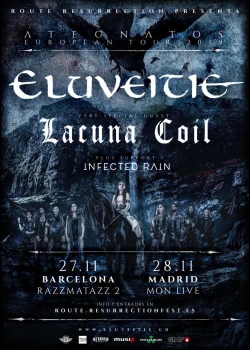 Cartel de Concierto de Eluveitie  en Barcelona + Lacuna Coil + Infected Rain