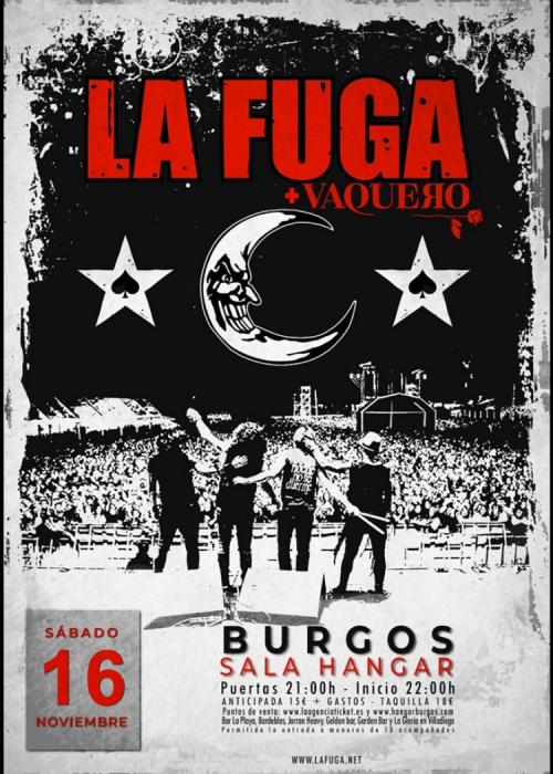 Cartel de Concierto de La Fuga + Vaquero en Burgos