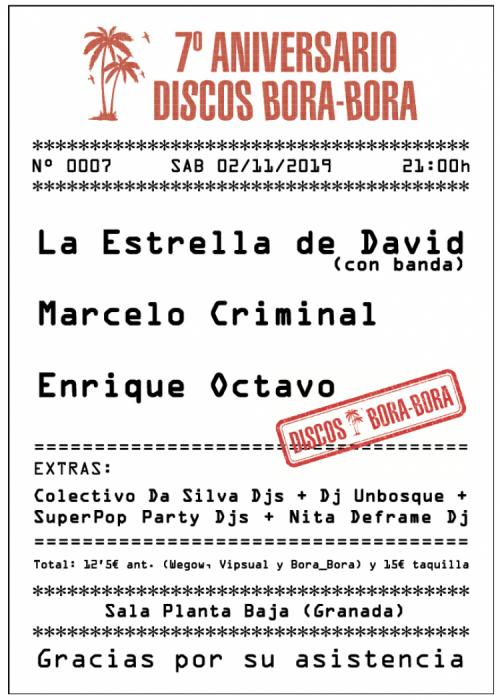 Cartel de 7º Aniversario Discos Bora Bora