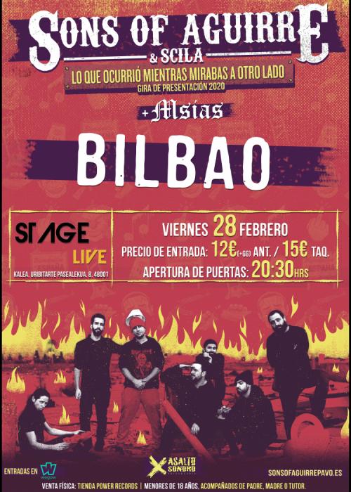 Cartel de Concierto de Sons Of Aguirre + Scila en Bilbao