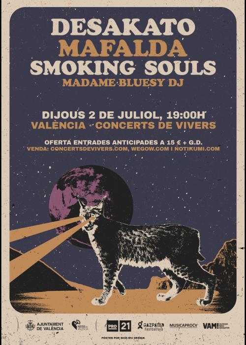 Cartel de Concierto de Desakato + Mafalda + Smoking Souls en Valencia