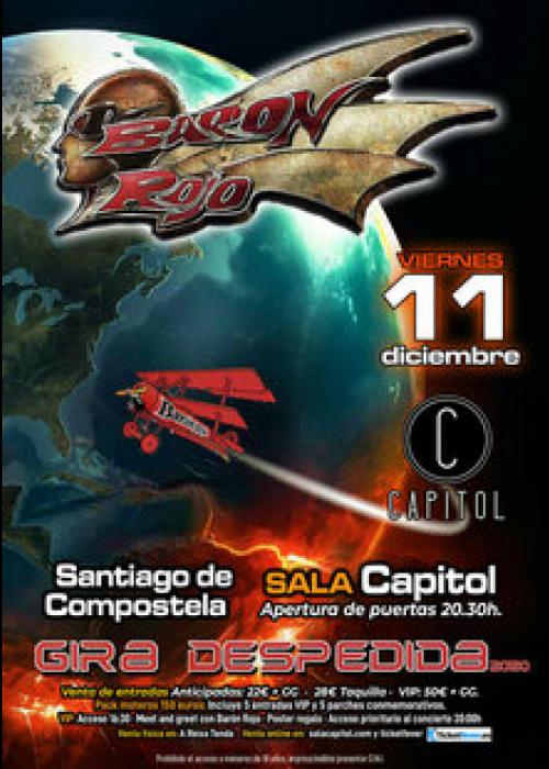 Cartel de Concierto de Barón Rojo en Santiago de Compostela