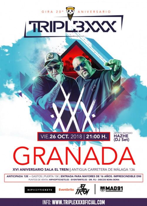 Cartel de Concierto de Triple XXX - Gira 20 aniversario  en Granada