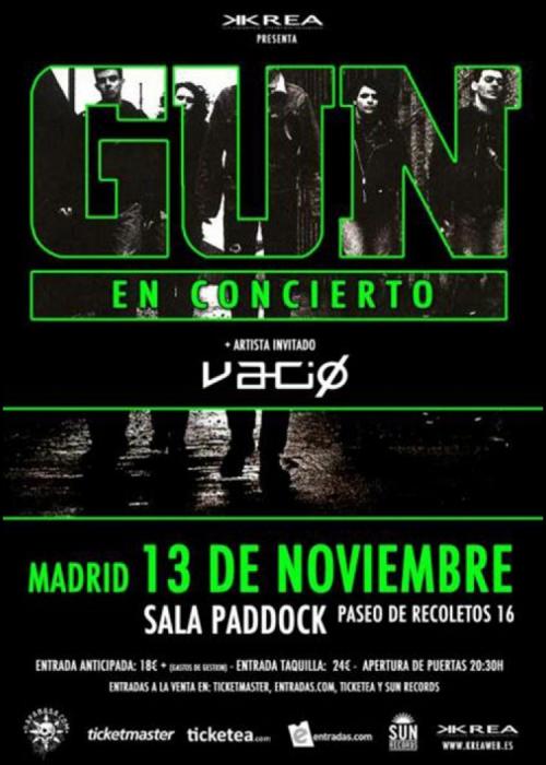 Cartel de Concierto de Gun + Vacio en Madrid