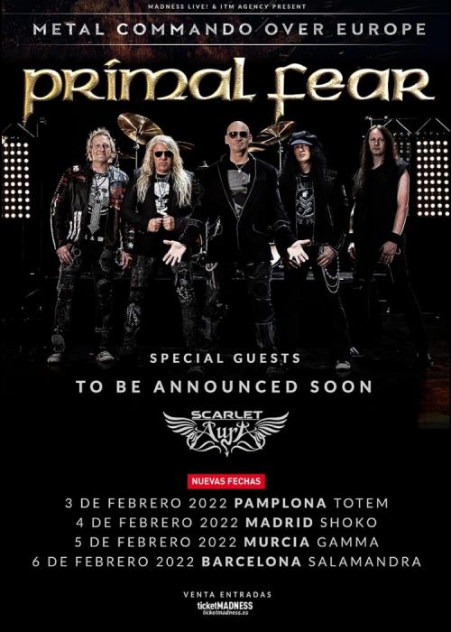 Cartel de Concierto de Primal Fear en L'Hospitalet de Llobregat