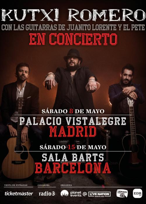 Cartel de Concierto de Kutxi Romero en Barcelona
