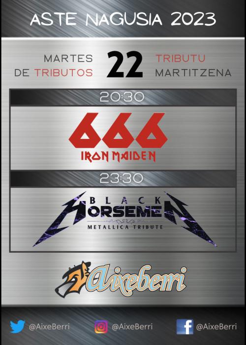 Cartel de 666 tributo IRON MAIDEN - txosna Aixeberri Konpartsa Aste Nagusia Bilbao