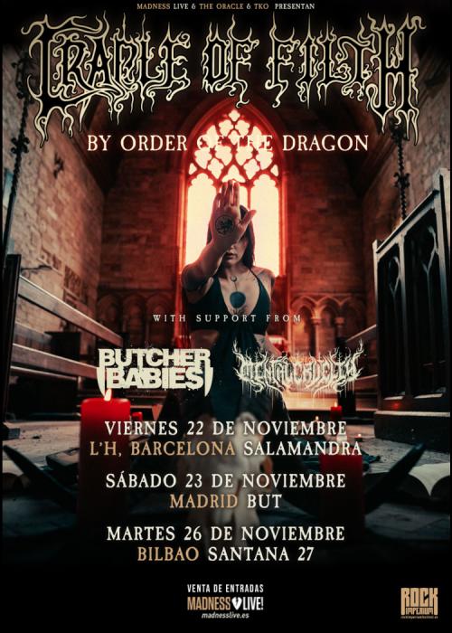 Cartel de Cradle of Filth + Butcher Babies + Mental Cruelty en Madrid