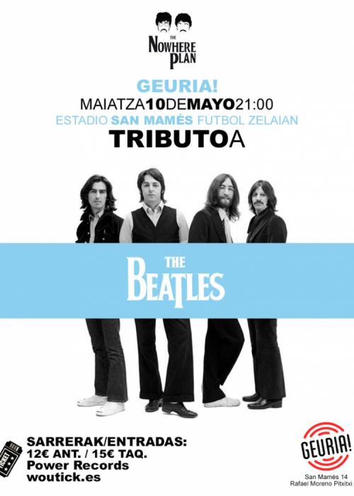 Cartel de Concierto de NOWHERE PLAN-Tributo a BEATLES en Bilbao
