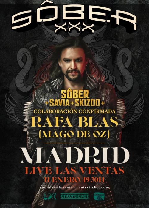 Cartel de Concierto de Sôber + Savia + Skizoo en Madrid