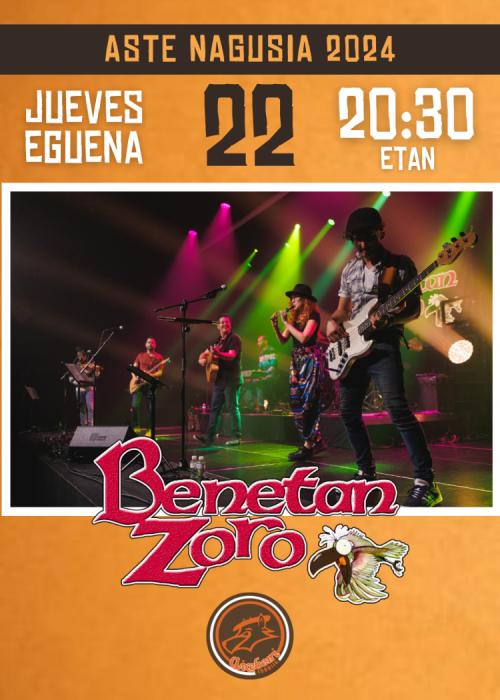 Cartel de BENETAN ZORO - Txosna Aixeberri Konpartsa Aste Nagusia Bilbao