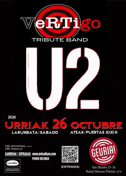 Cartel de Concierto de VÉRTIGO U2 TRIBUTE BAND en Bilbao