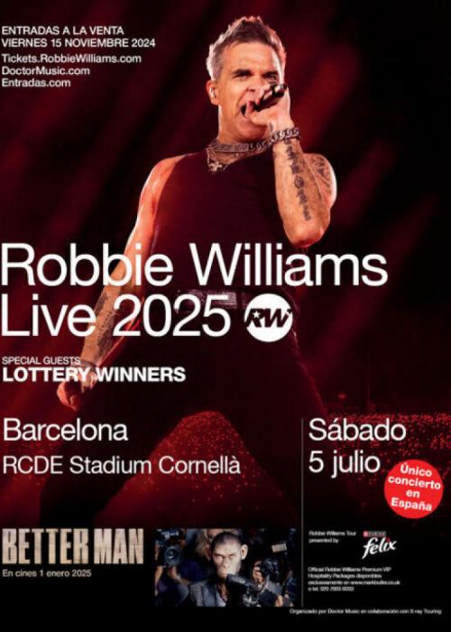 Cartel de Concierto de Robbie Williams en Barcelona