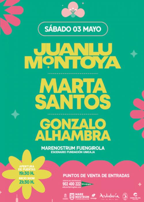 Cartel de Juanlu Montoya + Marta Santos + Gonzalo Alhambra en Fuengirola