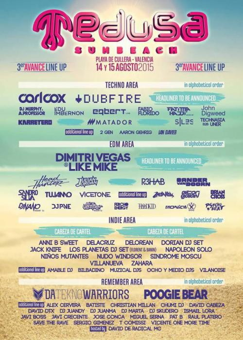 Cartel de Medusa Sunbeach Festival 2015 Cullera (Valencia)
