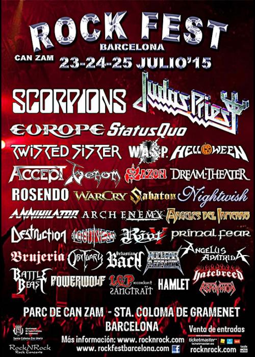 Cartel de Rock Festival 2015... Scorpions, Helloween, Judas Priest...