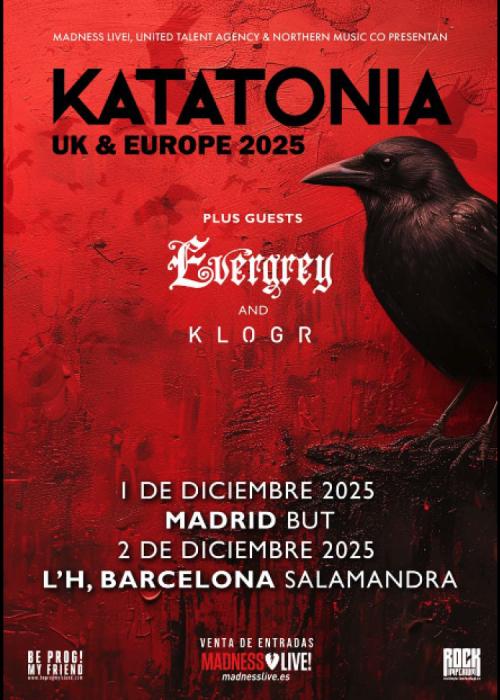 Cartel de Concierto de Katatonia + Evergrey + Klogr en Barcelona
