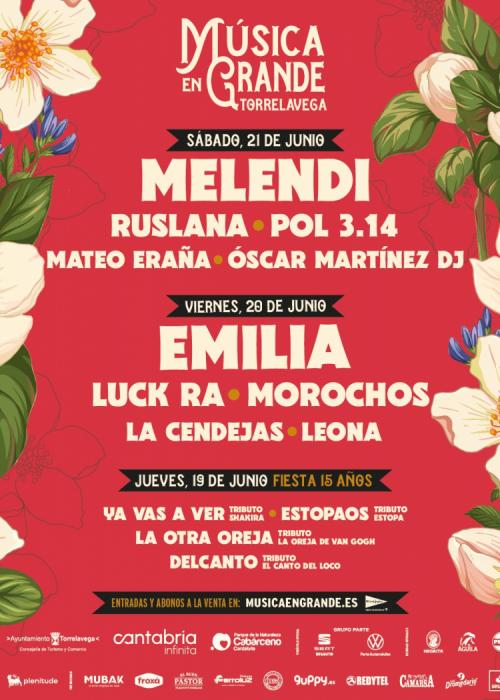 Cartel de Emilia + Luck Ra + Morochos + Paula Cendejas + Leona en Torrelavega