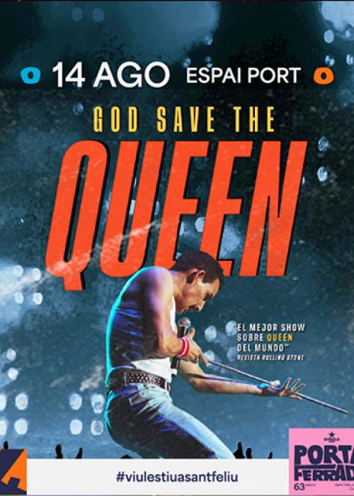 Cartel de God Save The Queen en Sant Feliu de Guíxols