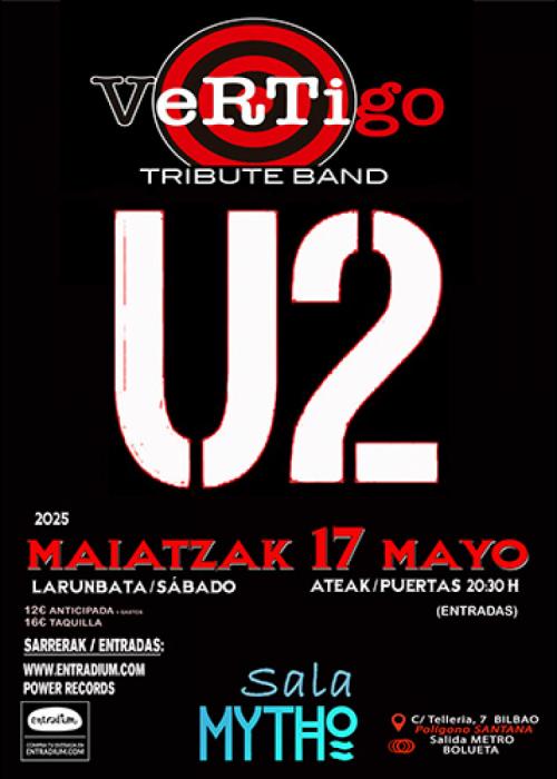 Cartel de Concierto de VÉRTIGO U2. Tribute Band en Bilbao