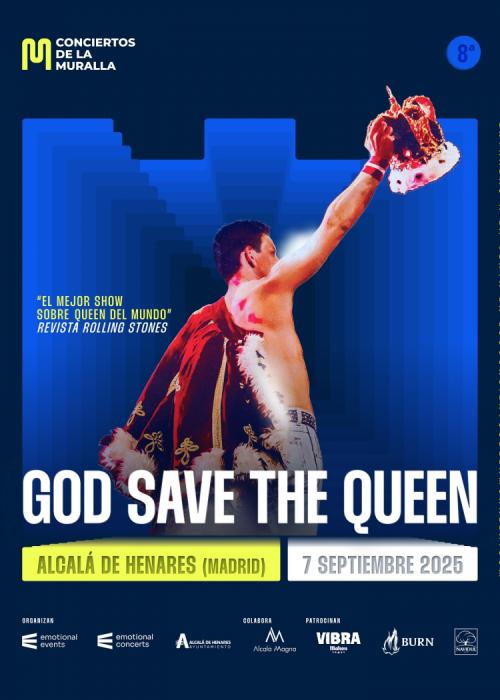 Cartel de God Save the Queen en Alcalá de Henares