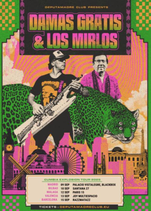 Cartel de Concierto de Damas Gratis + Los Mirlos en Barcelona