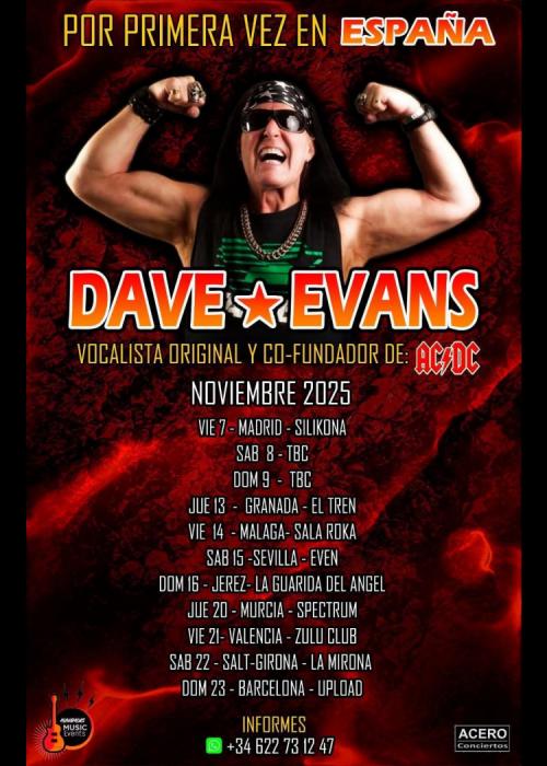 Cartel de Concierto de Dave Evans en Barcelona