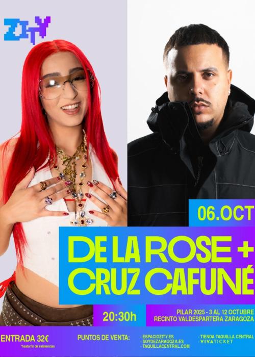 Cartel de Concierto de De la Rose + Cruz Cafuné en Zaragoza