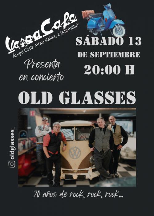 Cartel de OLD GLASSES EN VESPA CAFÉ MIRIBILLA
