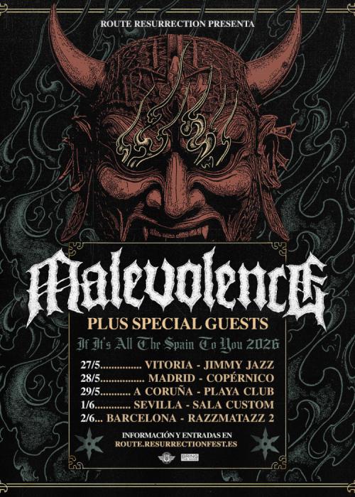 Cartel de Concierto de Malevolence en Barcelona