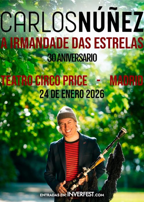 Cartel de Concierto de Carlos Núñez en Madrid
