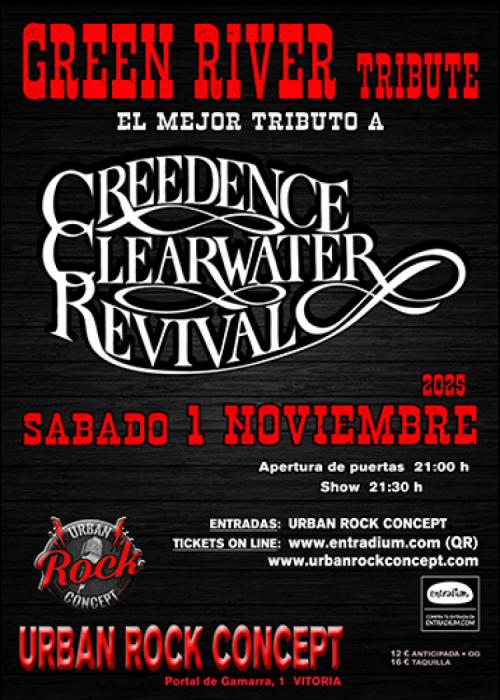 Cartel de Concierto de GREEN RIVER Tributo CREEDENCE CLEARWATER REVIVAL en Vitoria-Gasteiz