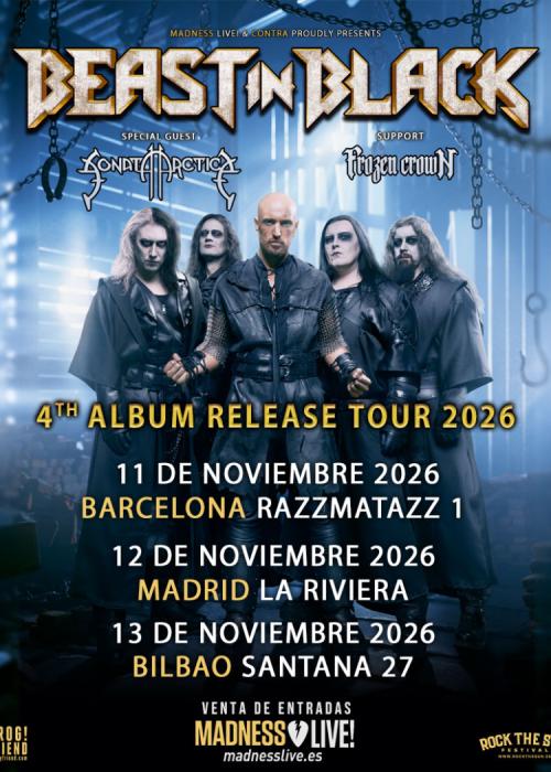 Cartel de Concierto de Beast in Black + Sonata Arctica + Frozen Crown en Barcelona