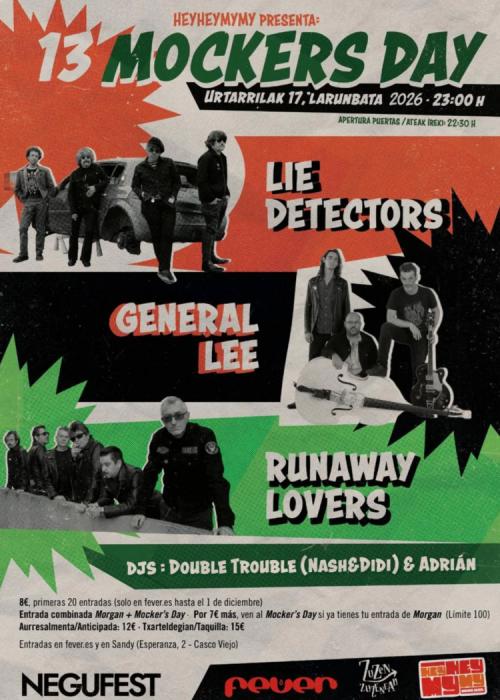 Cartel de Lie Detectors + General Lee + The Runaway Lovers en Bilbao