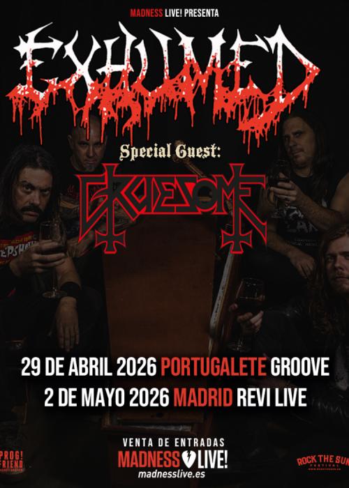 Cartel de Concierto de Exhumed + Gruesome en Madrid