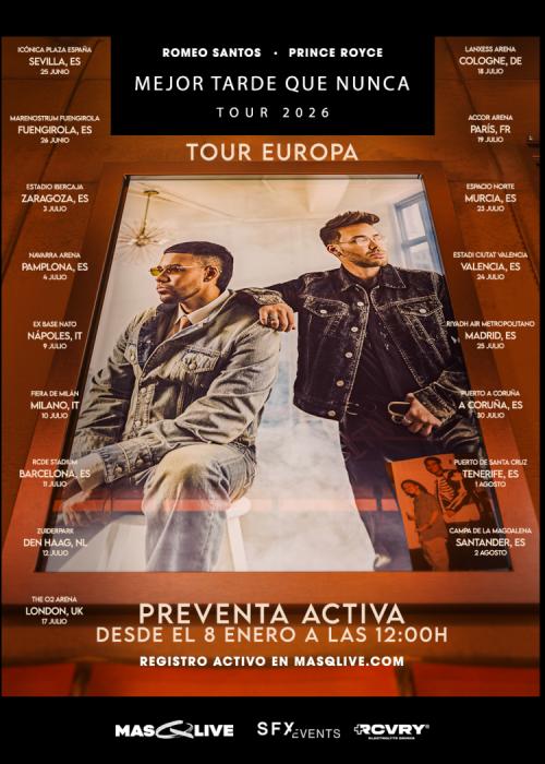 Cartel de Concierto de Romeo Santos + Prince Royce en Valencia