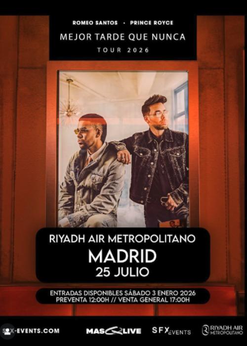 Cartel de Concierto de Romeo Santos + Prince Royce en Madrid